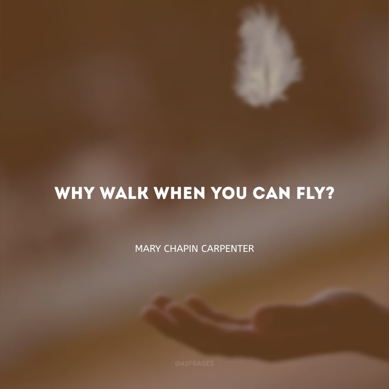 Why walk when you can fly? (Por que caminhar quando você pode voar?)