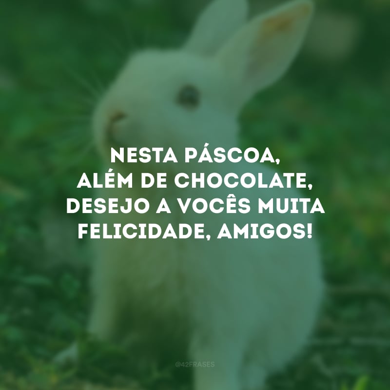 Nesta Páscoa, além de chocolate, desejo a vocês muita felicidade, amigos!