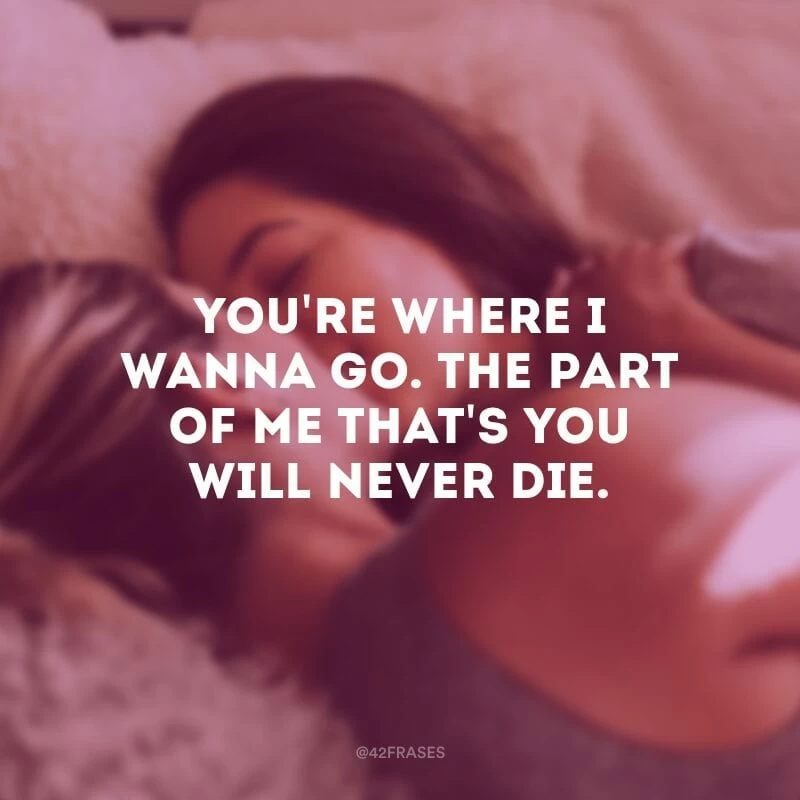 You\'re where I wanna go. The part of me that\'s you will never die. (Você está onde eu quero ir. A parte de mim que é você, nunca irá morrer)