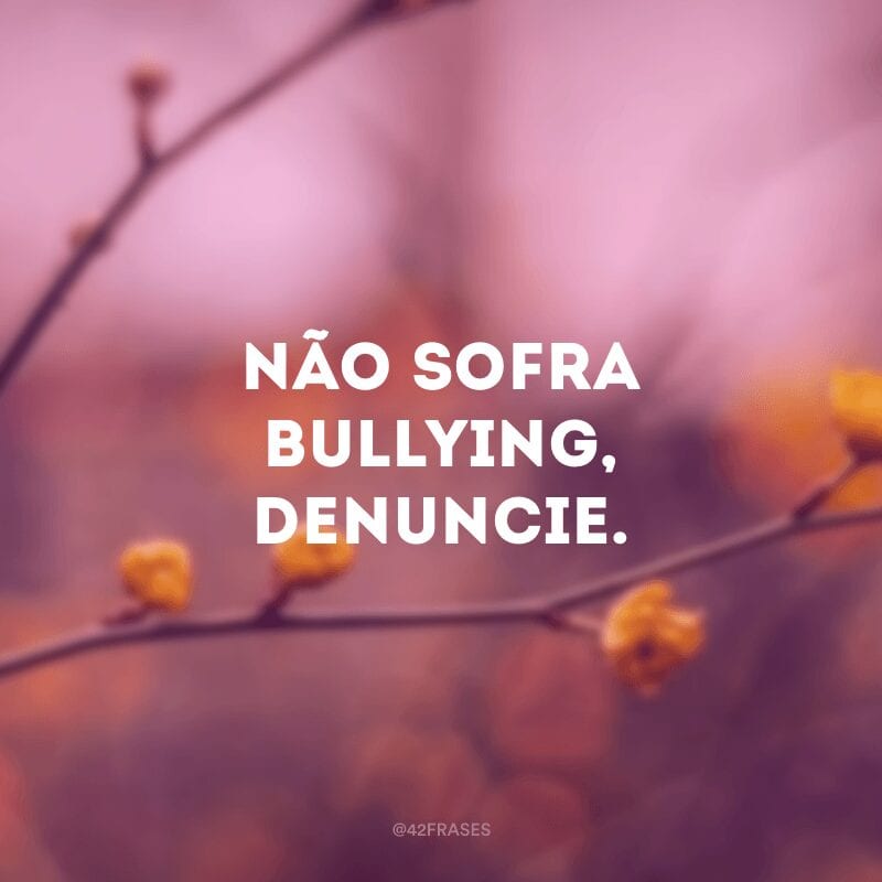Não sofra bullying, denuncie.