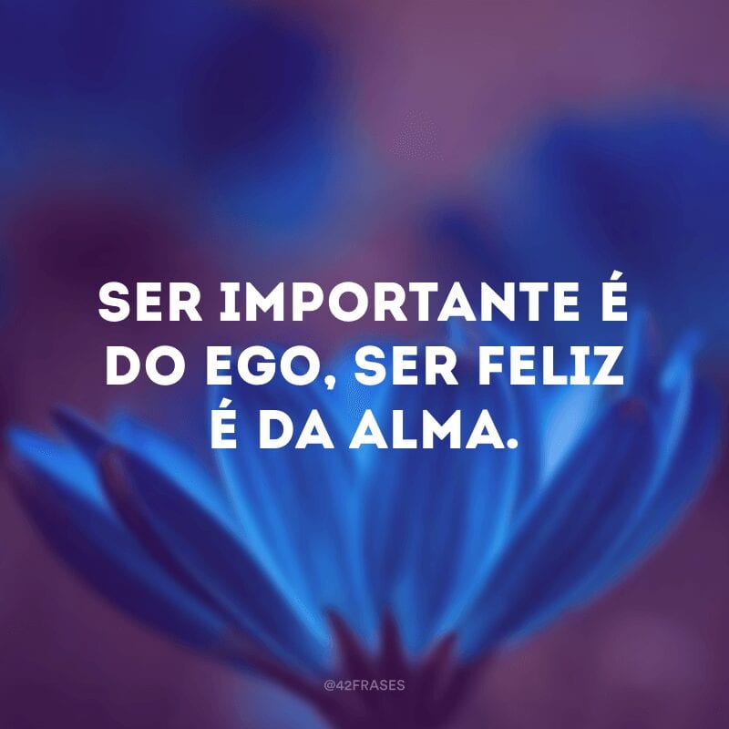 Ser importante é do ego, ser feliz é da alma.