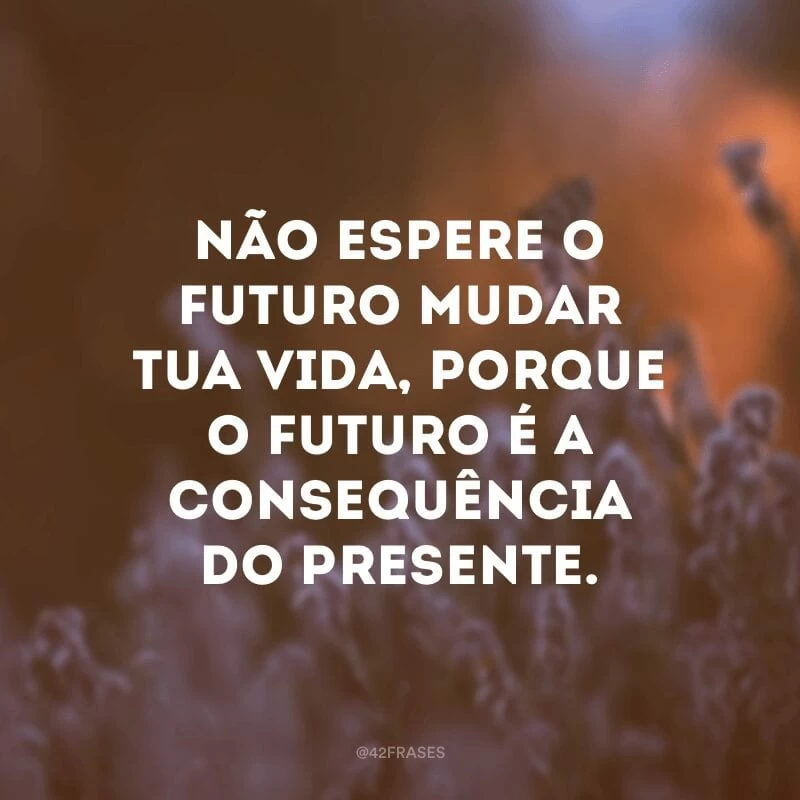 Não espere o futuro mudar tua vida, porque o futuro é a consequência do presente.