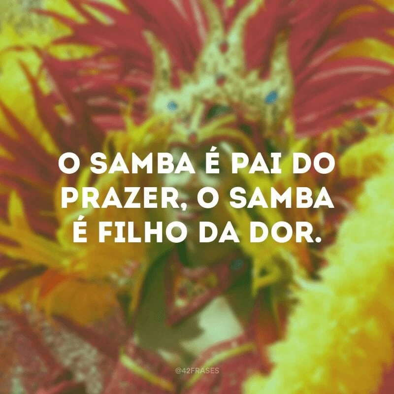 O samba é pai do prazer, o samba é filho da dor.