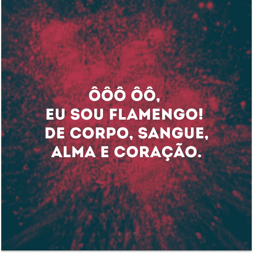 Ôôô ôô, eu sou Flamengo! De corpo, sangue, alma e coração.