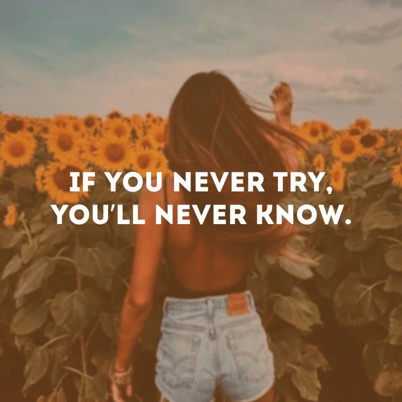 If you never try, you’ll never know.
(Se você nunca tentar, você nunca saberá.)