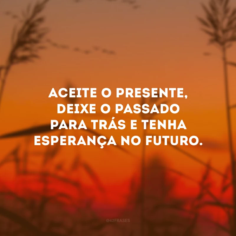 Aceite o presente, deixe o passado para trás e tenha esperança no futuro. 