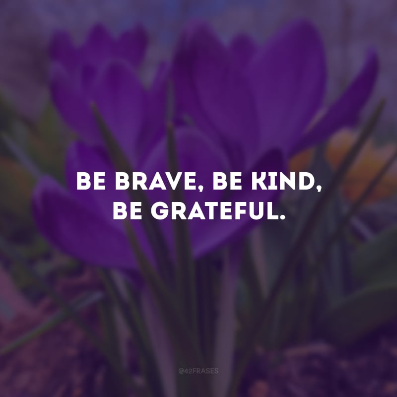 Be brave, be kind, be grateful. (Seja corajoso, seja gentil, seja grato.)