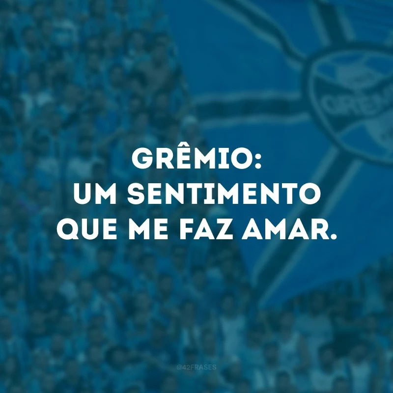 Grêmio: um sentimento que me faz amar. 