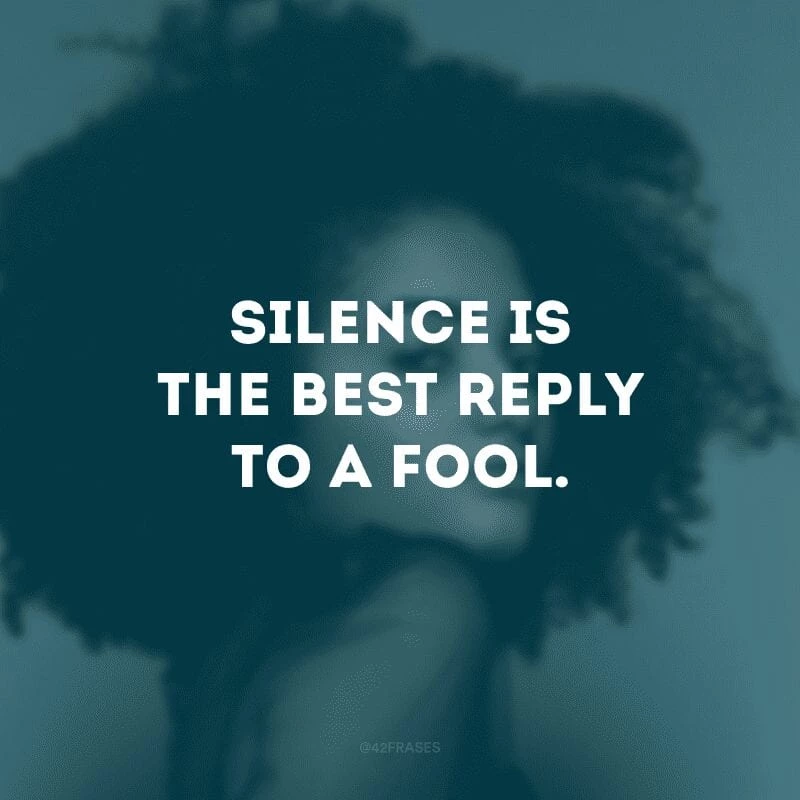 Silence is the best reply to a fool. (O silêncio é a melhor resposta para um tolo)