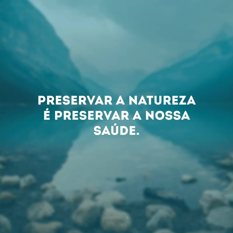 Preservar a natureza é preservar a nossa saúde.
