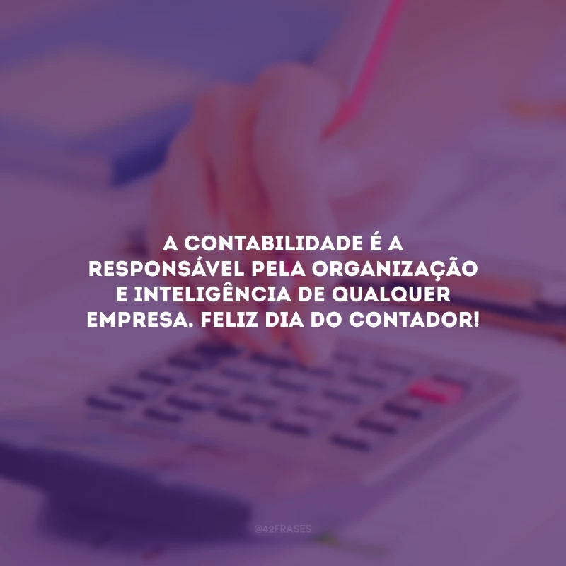 A contabilidade é a responsável pela organização e inteligência de qualquer empresa. Feliz Dia do Contador!