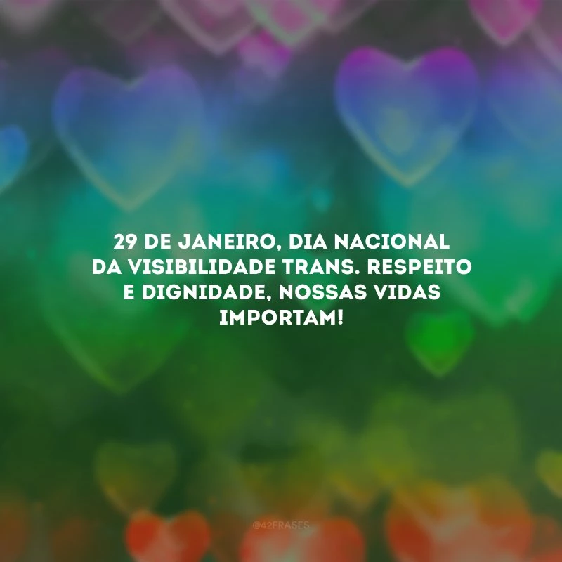 29 de janeiro, Dia Nacional da Visibilidade Trans. Respeito e dignidade, nossas vidas importam! 