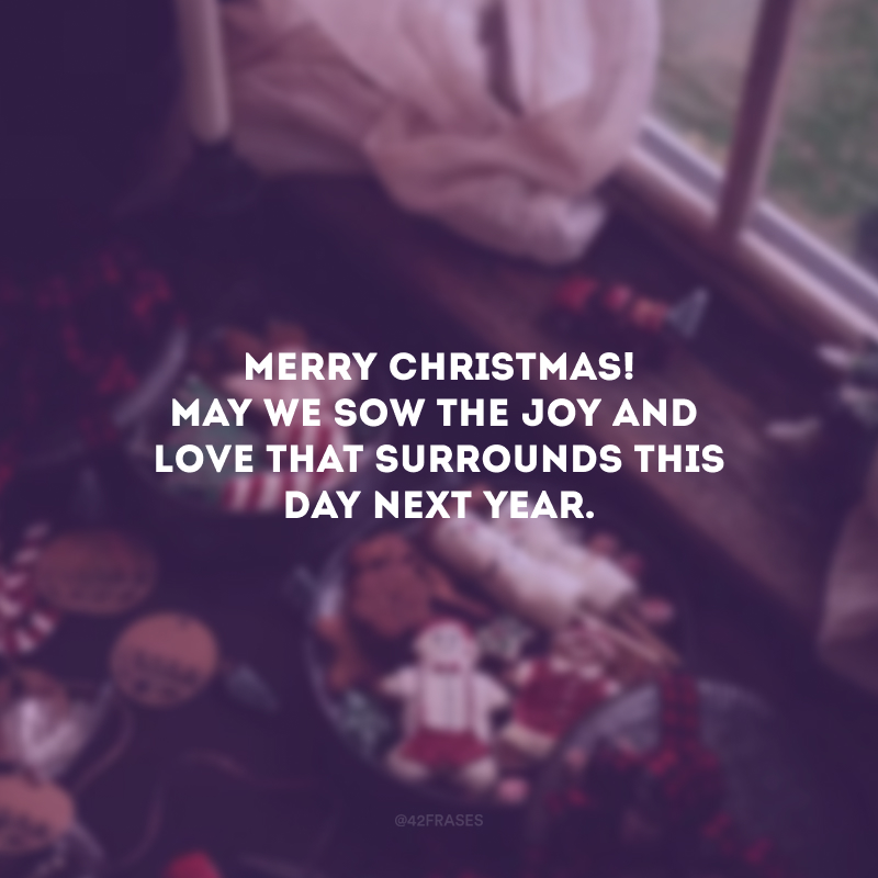 Merry Christmas! May we sow the joy and love that surrounds this day next year.

(Feliz Natal! Que possamos semear a alegria e o amor que envolve esse dia no próximo ano.) 